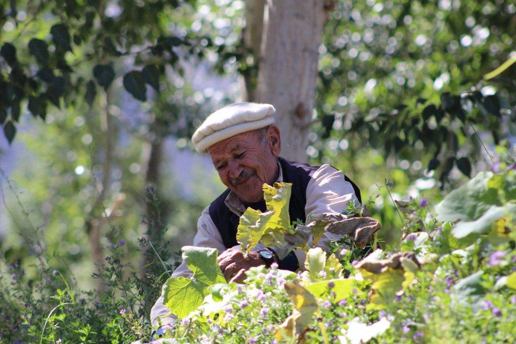 old man wearing a hut to protect himself from the sun